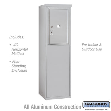 6 Door High Free-Standing 4C Horizontal Parcel Locker with 1 Parcel Locker in Aluminum with USPS Access